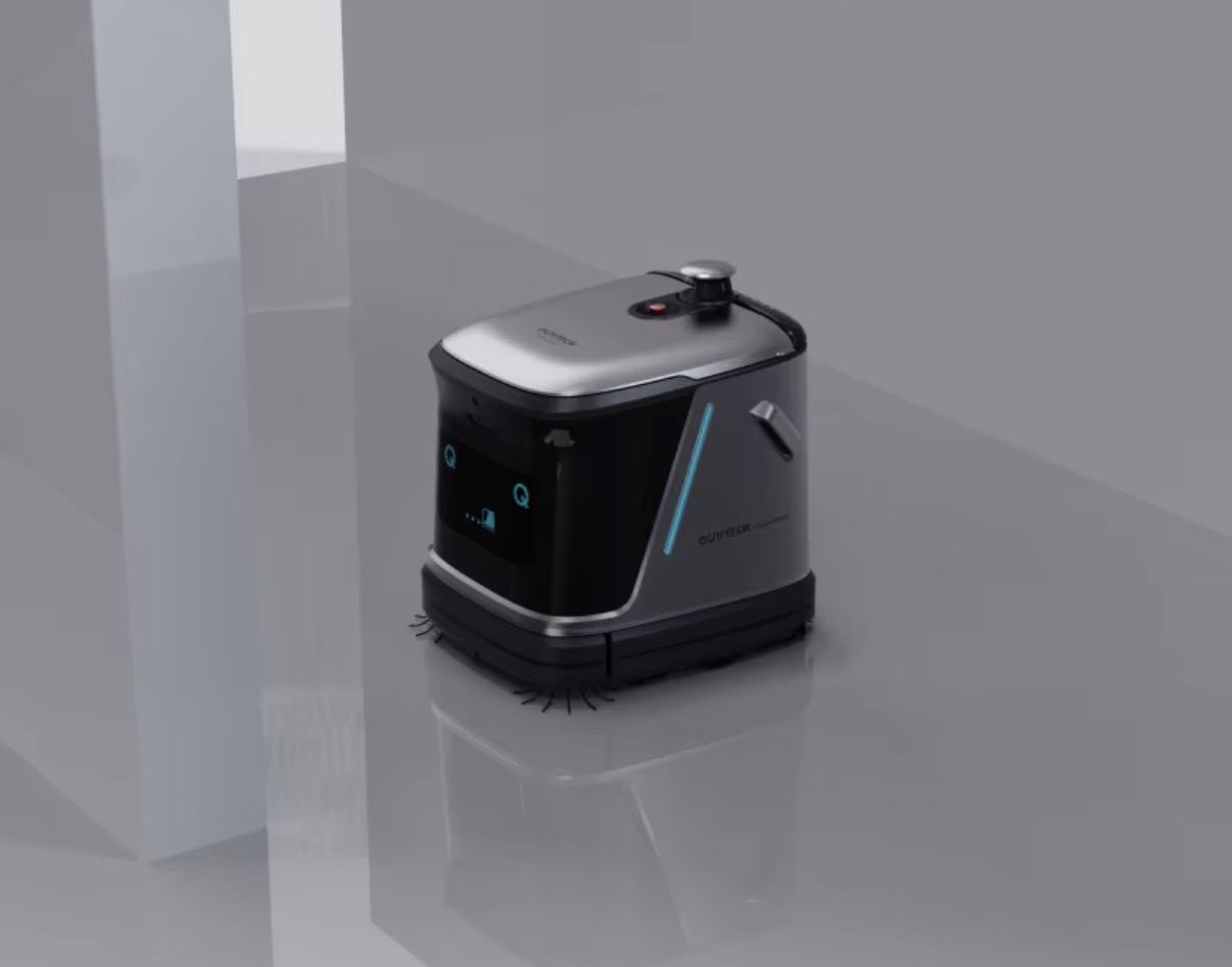 KI-Reinigungsroboter in der Seitenansicht